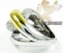 Ladies 14k two tone gold round diamond fashion ring 2.00ct