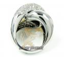 Ladies 14k two tone gold round diamond fashion ring 2.00ct