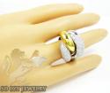 Ladies 14k two tone gold round diamond fashion ring 2.00ct