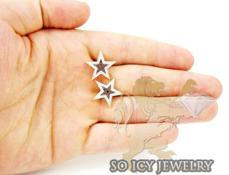 10k yellow gold red diamond star earrings 0.70ct - Image 3