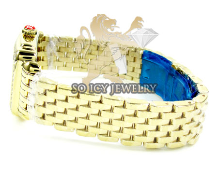 Ladies michele deco diamond yellow stainless steel watch 0.60ct