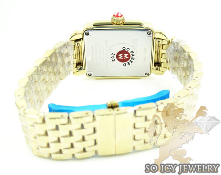 Ladies michele deco diamond yellow stainless steel watch 0.60ct