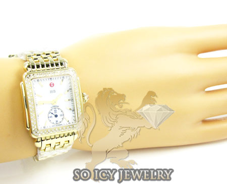 Ladies michele deco diamond yellow stainless steel watch 0.60ct - Image 5