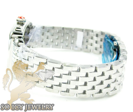 Ladies michele deco 16 white stainless steel watch 0.05ct
