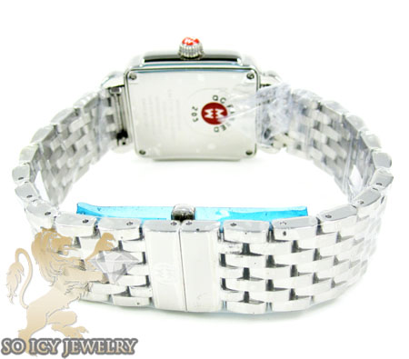 Ladies michele deco 16 white stainless steel watch 0.05ct