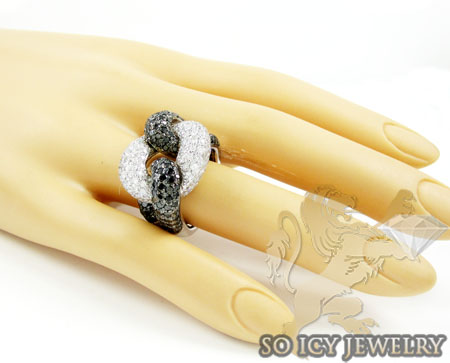 Ladies 14k white gold black & white diamond swirl ring 4.60ct - Image 8