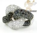 Ladies 14k white gold black & white diamond swirl ring 4.60ct