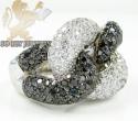 Ladies 14k white gold black & white diamond swirl ring 4.60ct