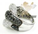 Ladies 14k white gold black & white diamond swirl ring 4.60ct