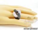 Ladies 14k white gold black & white diamond swirl ring 4.60ct