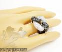 Ladies 14k white gold black & white diamond swirl ring 4.60ct