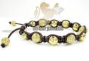 10k gold diamond macrame smooth bead brown rope bracelet 6.86ct
