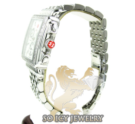 Ladies michele deco diamond white stainless steel watch 0.60ct
