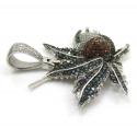 14k white gold blue & red diamond marijuana leaf pendant 1.10ct