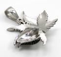 14k white gold blue & red diamond marijuana leaf pendant 1.10ct