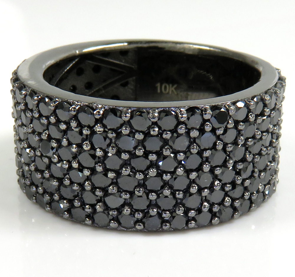 Mens 10k black gold black diamond band 6.10ct