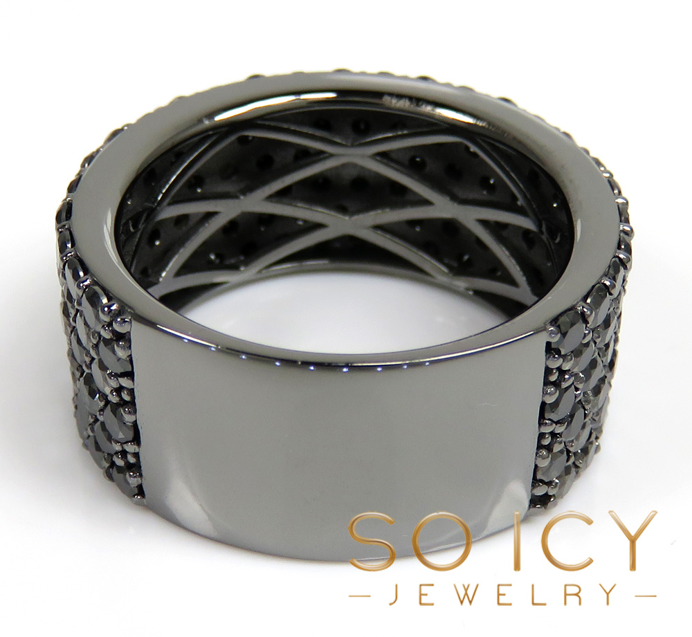 Mens 10k black gold black diamond band 6.10ct