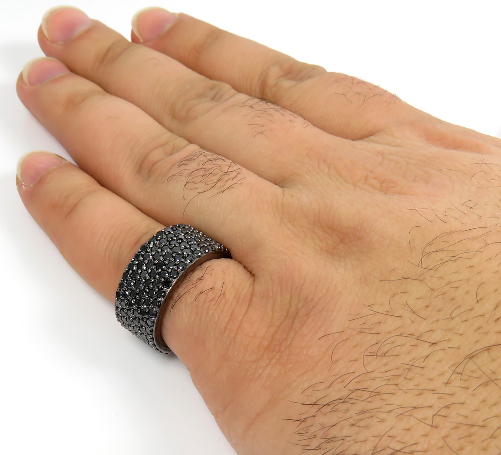 Mens 10k black gold black diamond band 6.10ct
