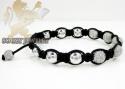 10k white gold diamond macrame smooth bead rope bracelet 6.88ct