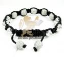 10k white gold diamond macrame smooth bead rope bracelet 6.88ct