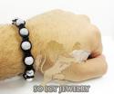 10k white gold diamond macrame smooth bead rope bracelet 6.88ct