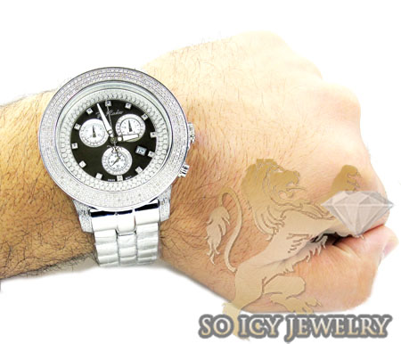 Mens joe rodeo white stainless steel pilot diamond watch 3.15ct jrpl2