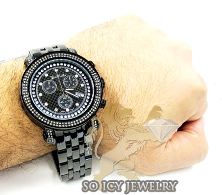 Mens joe rodeo black stainless steel tyler diamond watch 2.00ct jty15