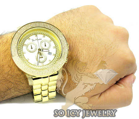 Mens joe rodeo yellow stainless steel pilot diamond watch 3.15ct jrpl3