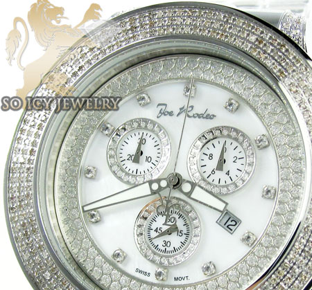 Mens joe rodeo white stainless steel pilot diamond watch 3.15ct jrpl1
