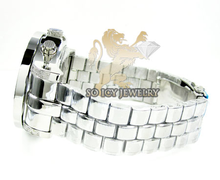 Mens joe rodeo white stainless steel pilot diamond watch 3.15ct jrpl1
