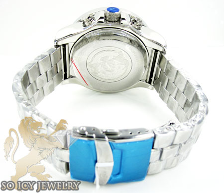 Mens joe rodeo white stainless steel pilot diamond watch 3.15ct jrpl1