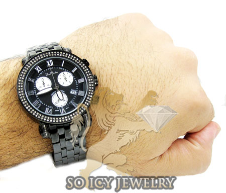 Mens joe rodeo black stainless steel classic diamond watch 1.75ct jcl49