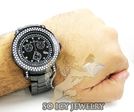 Mens joe rodeo black stainless steel junior diamond watch 4.75ct jju80