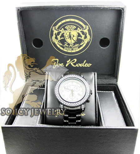 Mens joe rodeo black stainless steel junior diamond watch 4.75ct jju81
