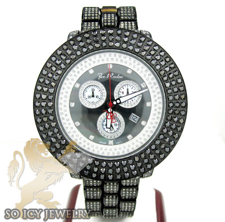 Mens joe rodeo black stainless steel pilot black diamond watch 17.00ct jrpl29