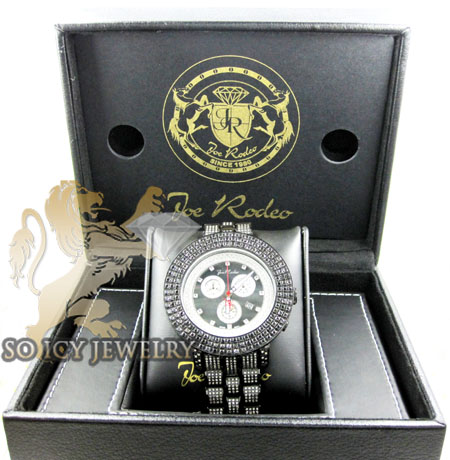 Mens joe rodeo black stainless steel pilot black diamond watch 17.00ct jrpl29