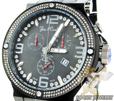 Mens joe rodeo black stainless steel phantom diamond watch 2.25ct jptm27