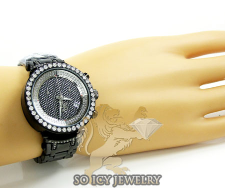Ladiess joe rodeo black stainless steel master diamond watch 2.00ct jjml10