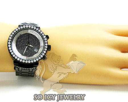 Ladiess joe rodeo black stainless steel master diamond watch 2.00ct jjml10