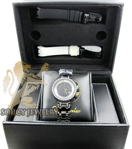 Ladiess joe rodeo black stainless steel master diamond watch 2.00ct jjml10