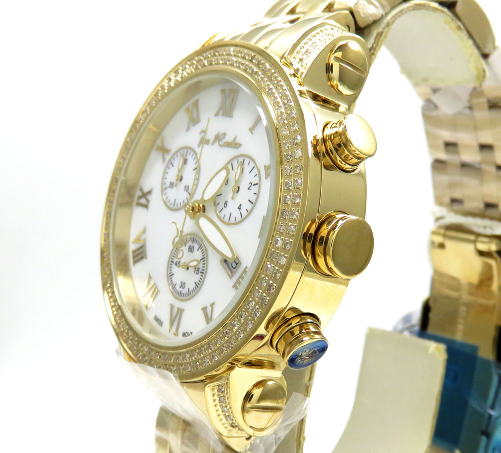 Mens joe rodeo yellow stainless steel classic diamond watch 1.75ct jcl23