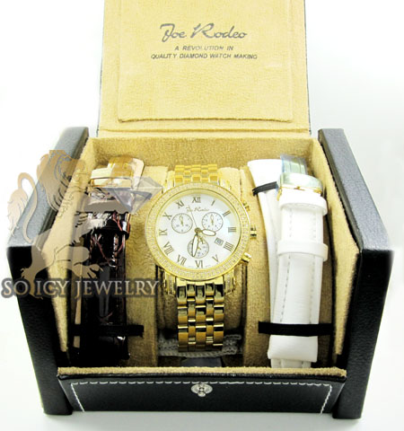 Mens joe rodeo yellow stainless steel classic diamond watch 1.75ct jcl23