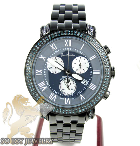 Mens joe rodeo black stainless steel classic blue diamond watch 3.50ct jcl111
