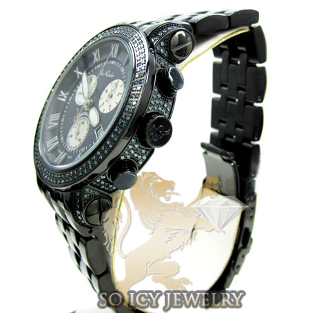 Mens joe rodeo black stainless steel classic blue diamond watch 3.50ct jcl111