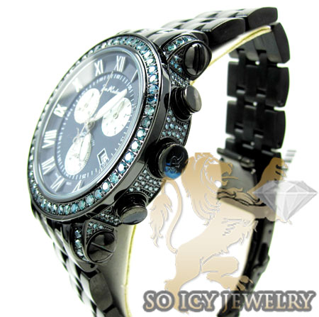 Mens joe rodeo black stainless steel classic blue diamond watch 5.50ct jcl110
