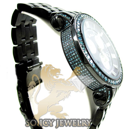 Mens joe rodeo black stainless steel classic blue diamond watch 5.50ct jcl110
