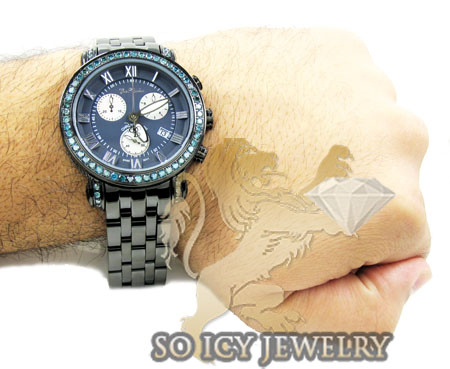 Mens joe rodeo black stainless steel classic blue diamond watch 5.50ct jcl110 - Image 6
