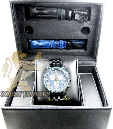 Mens joe rodeo black stainless steel classic blue diamond watch 5.50ct jcl110 - Image 8
