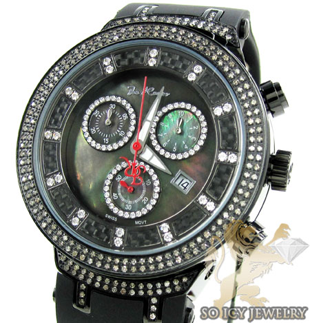 Mens joe rodeo black stainless steel master diamond watch 2.20ct jjm66
