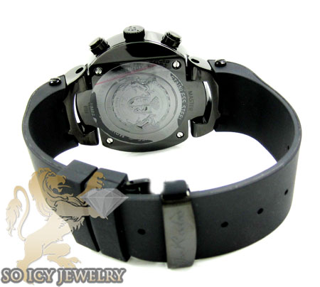 Mens joe rodeo black stainless steel master diamond watch 2.20ct jjm66